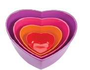 Zak! Heart Shaped Bowl (Set of 4), Tonal Pink